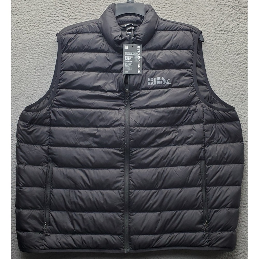 Eddie Bauer CirrusLite 650 Down Puffer Vest Men 2XL Black Water-Repellent Zip Up